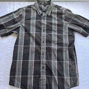 VTG Y2K Rusty Plaid Button Up Shirt Men's M Surf Skater Grunge Logo 00's 90s